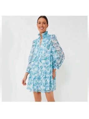 Tuckernuck Blue and White Floral Ruffled Dress